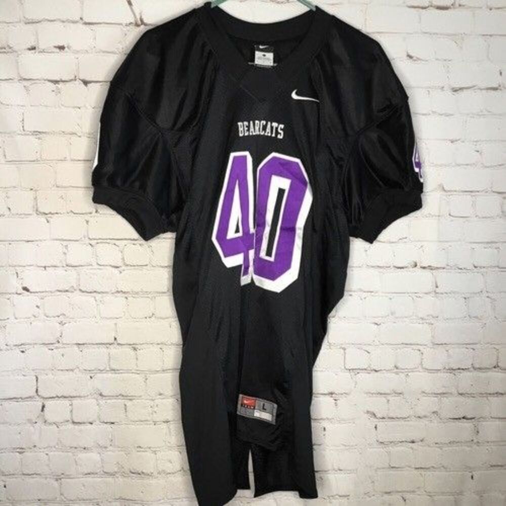 Nike‎ Team Black/Purple Bearcats40 Short Sleeve Football Rugby Jersey Men Size L